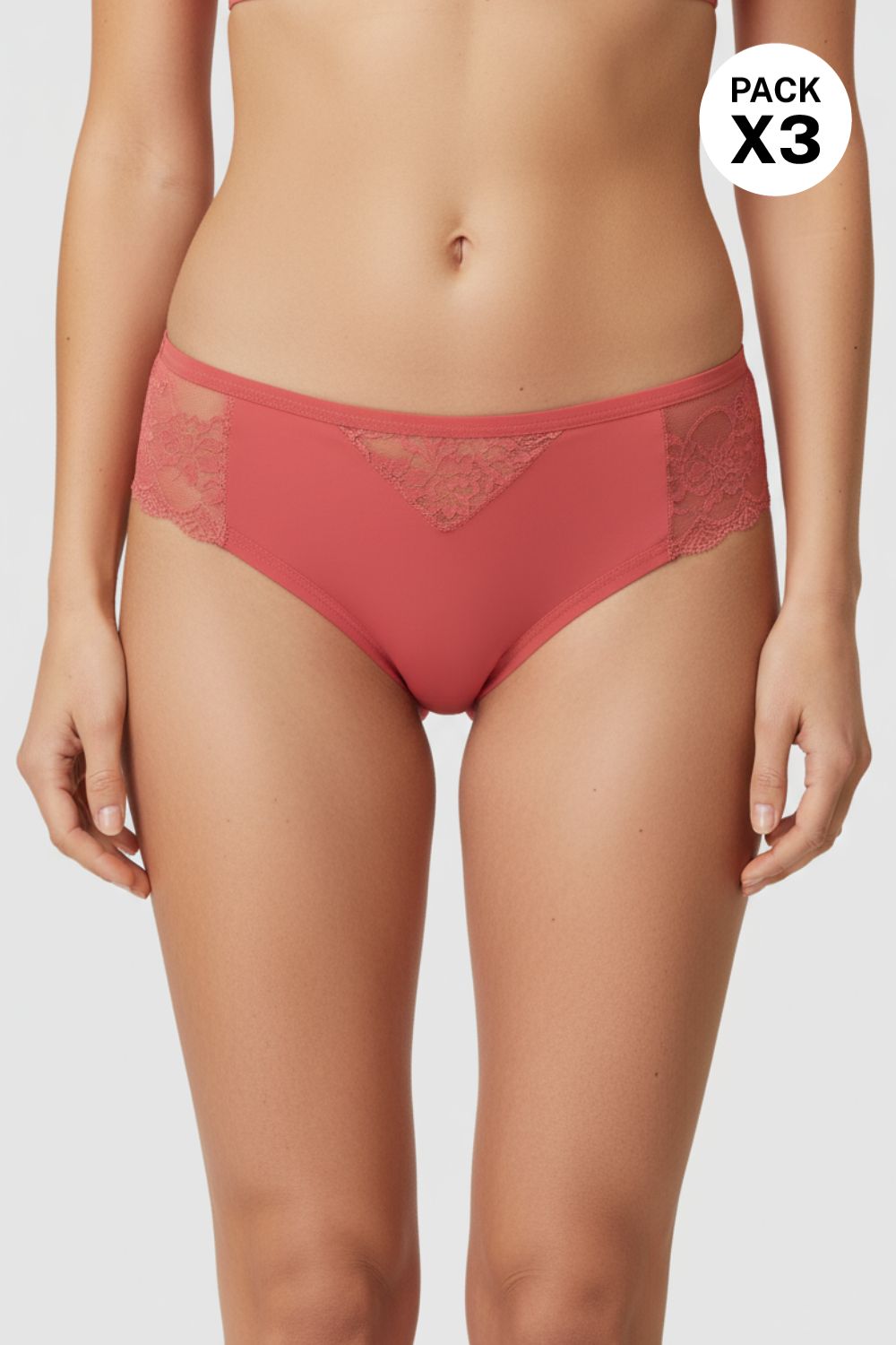 Panty tipo brasilera paquete x3 en encaje y microfibra