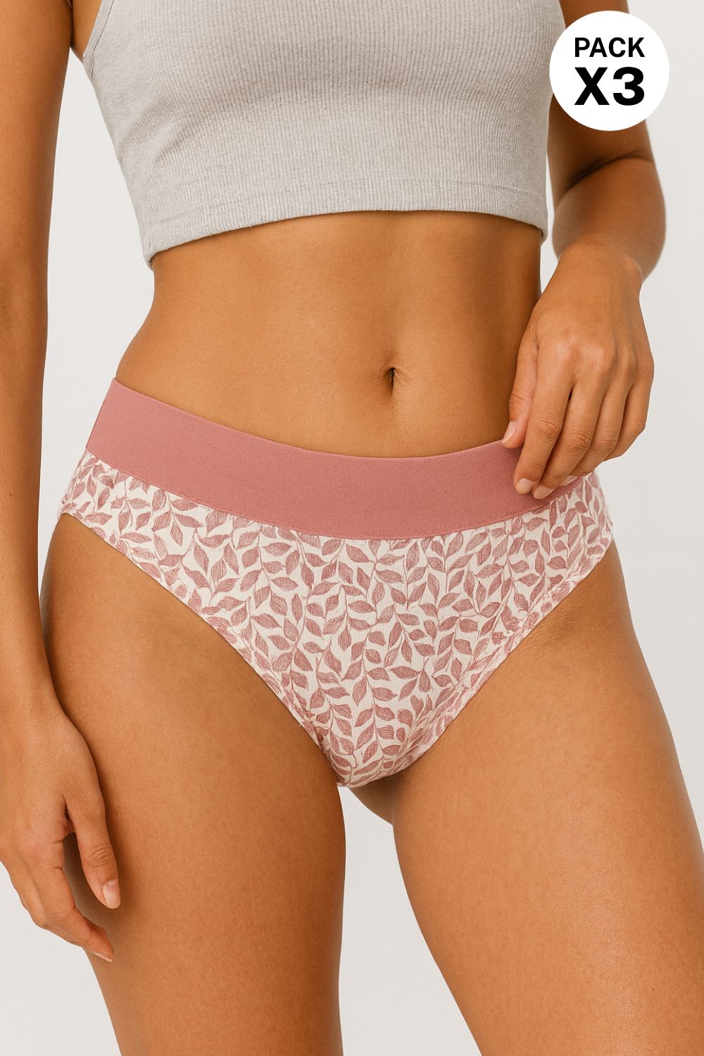 Panty tipo brasilera en algodón suave paquete x3