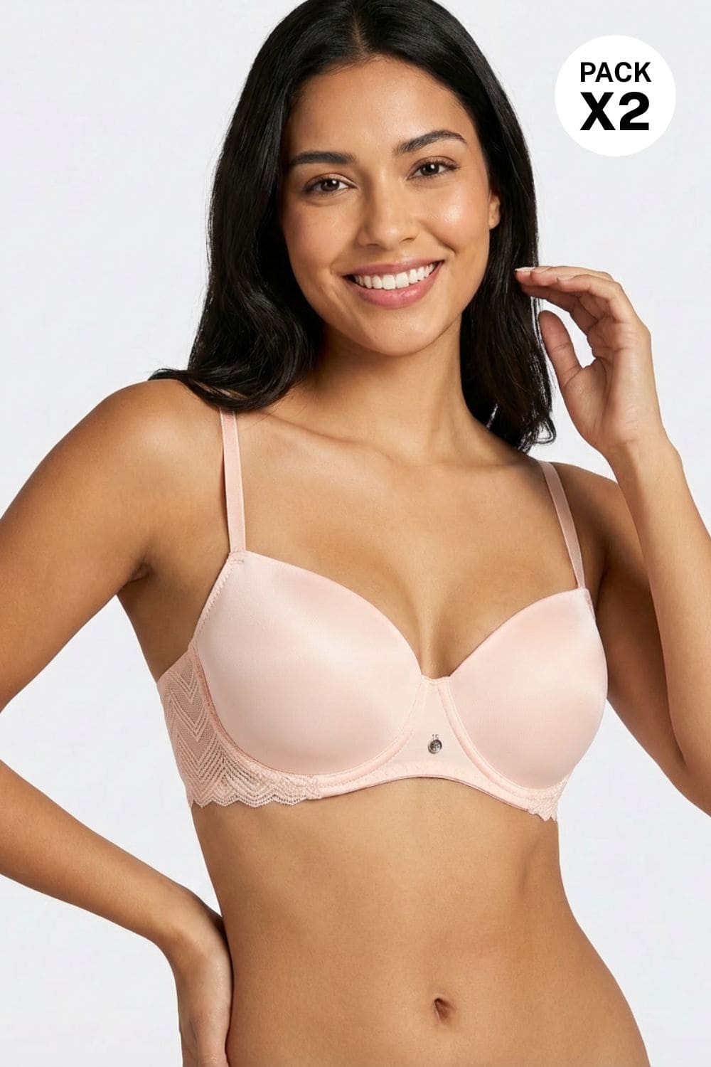 Brasier cobertura 3/4 en microfibra satinada paquete x2