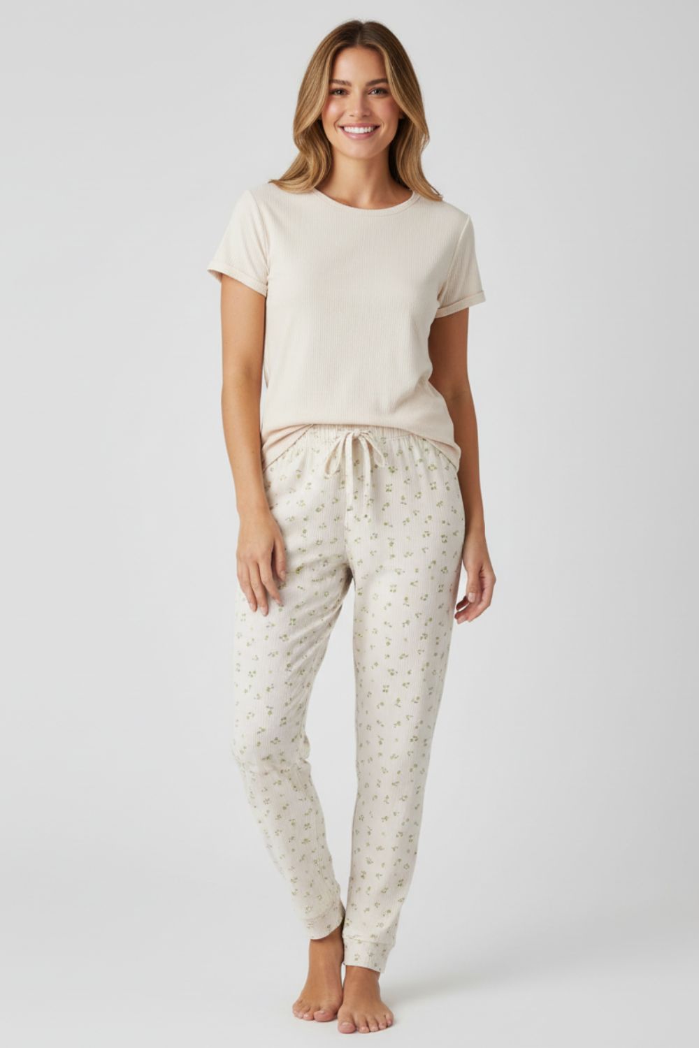 Conjunto pijama 2 piezas elaborado en poliéster acanalado