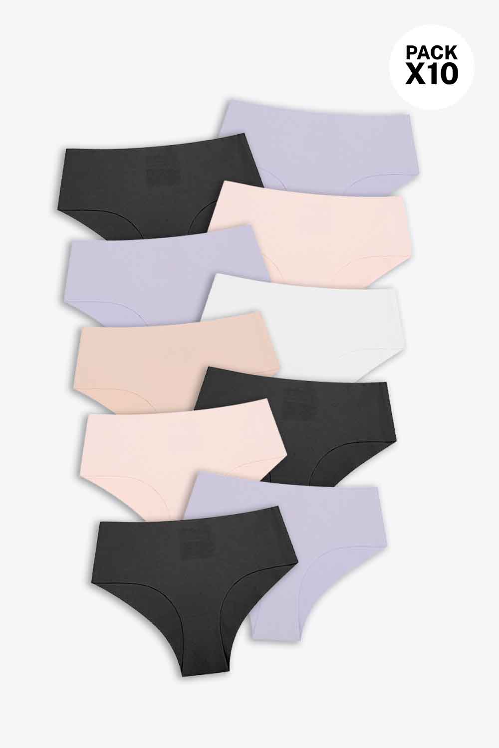 Panty paquete x10 estilo hipster cofeccionado en algodón
