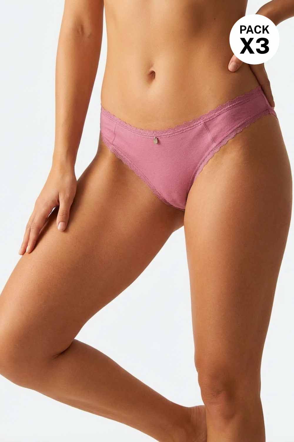 Panty brasilera paquete x3 elaborado en algodón transpirable