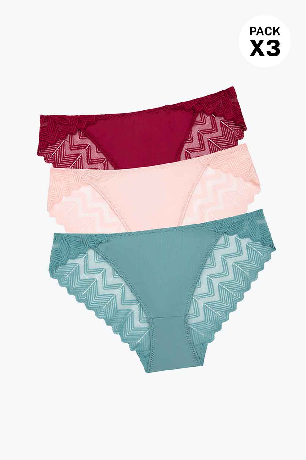 Panty hipster fabricado en microfibra satinada paquete x3