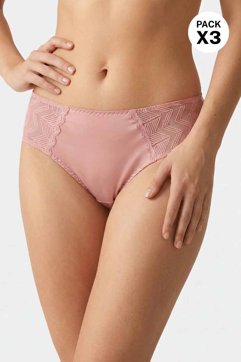 Panty hipster confeccionado en microfibra satinada paquete x3