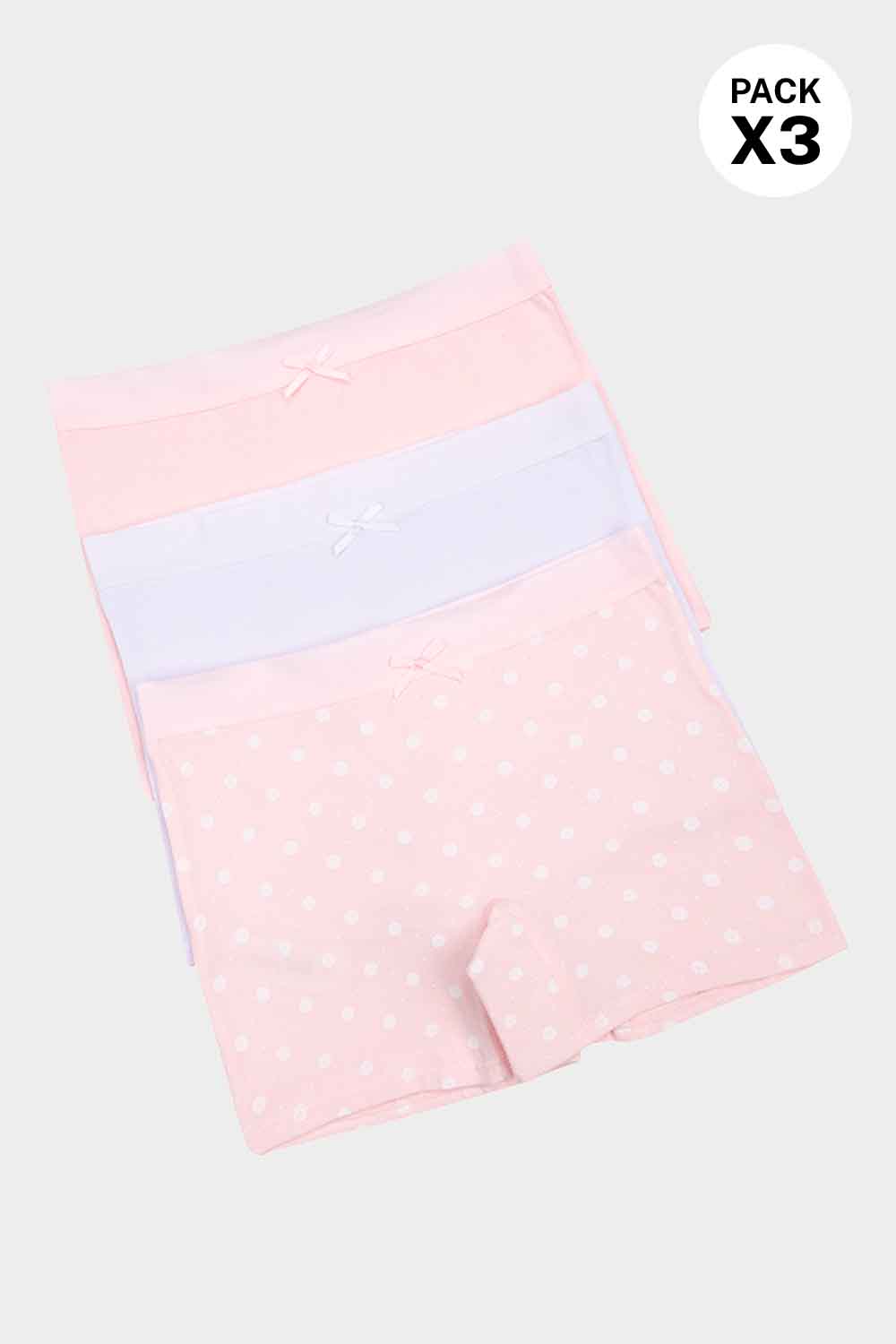 Panty bóxer de algodón x3 unidadeas para niña