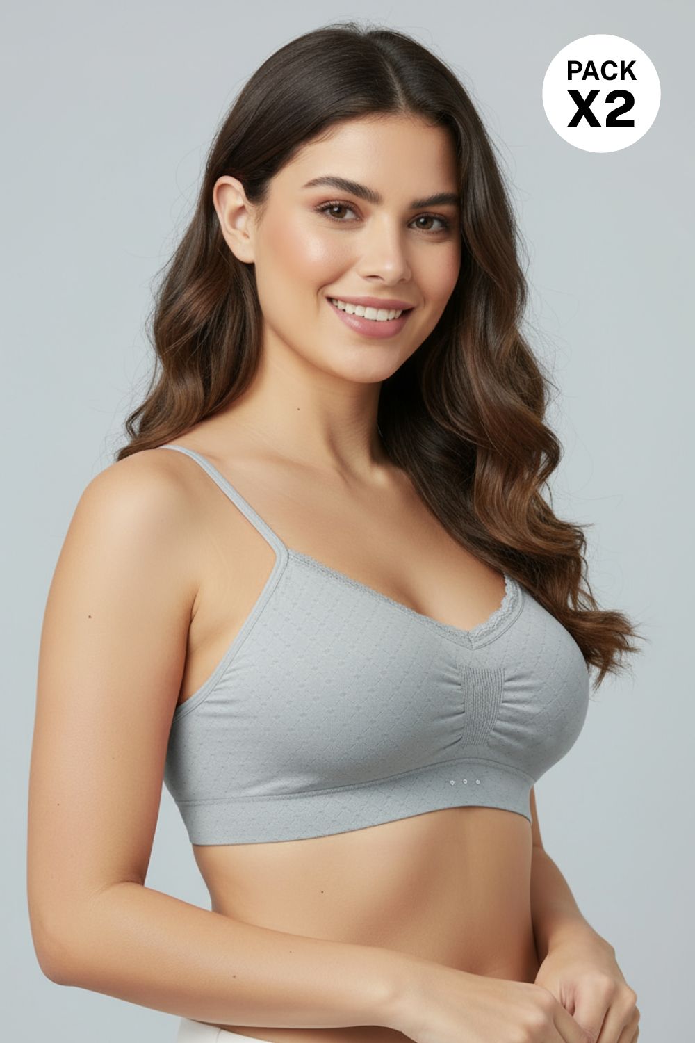 Top con tecnologia seamless y tirantes delgados paquete x2