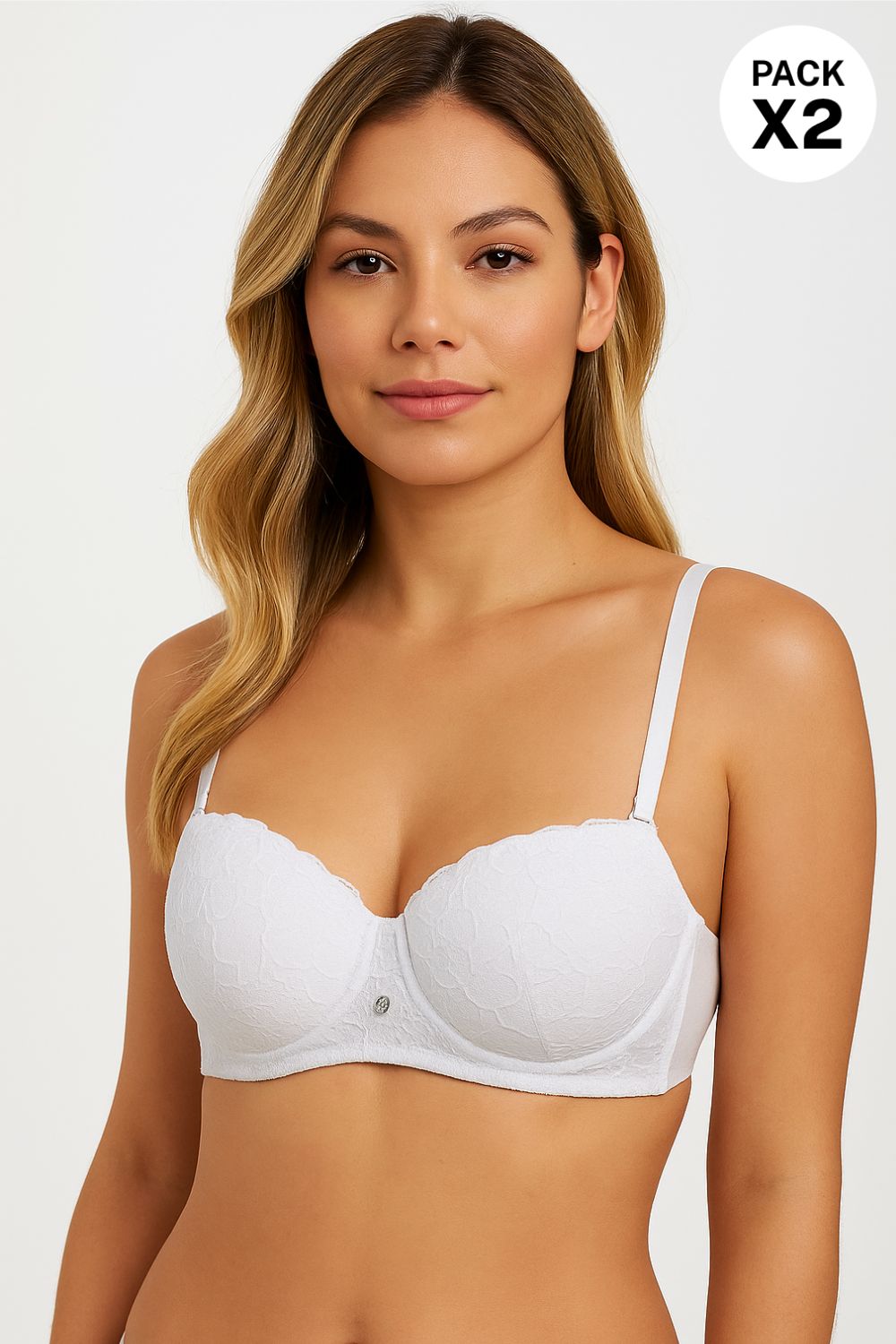 Brasier estilo 3/4 copa c en encaje paquete x2