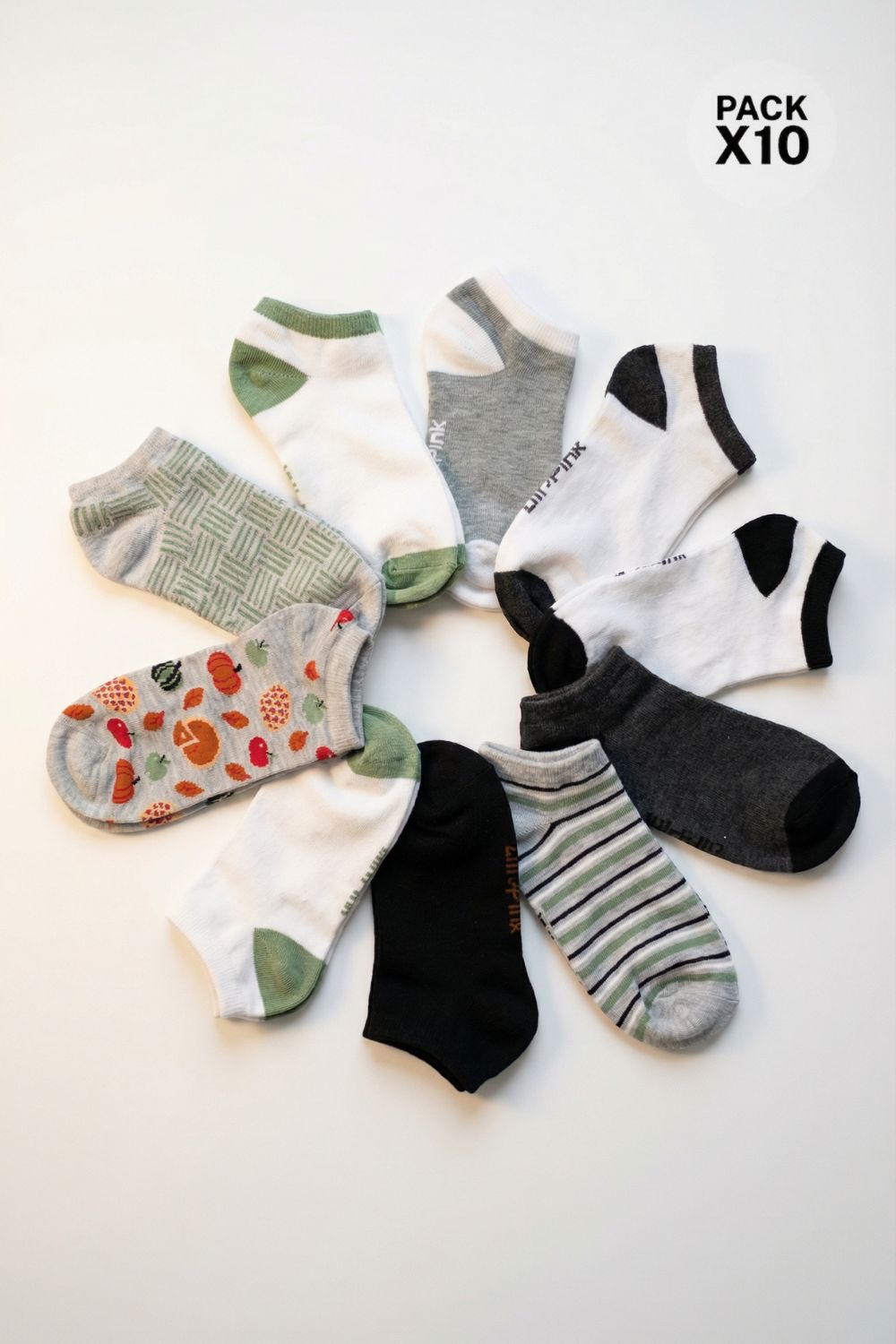 Medias tipo talonera elaborada en políéster x10 unidades