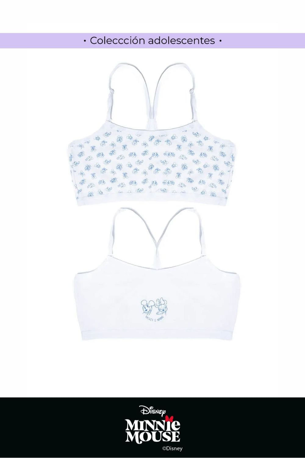 Top en algodón coleccion Minnie para adolescentes paquete x2
