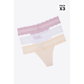 Brasilera invisible con encaje en microfibra paquete x3