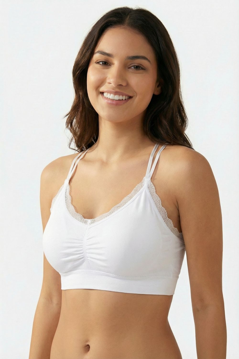 Top escote triangular elaborado en poliamida con tecnologia seamless