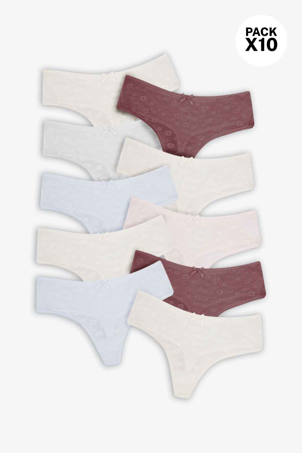 Paquete x10 panty tipo brasilera en encaje