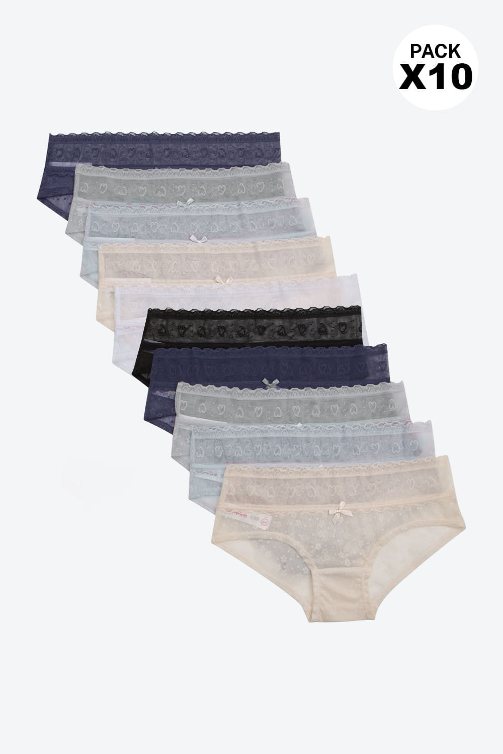 Paquete x10 hipster confeccionado en encaje