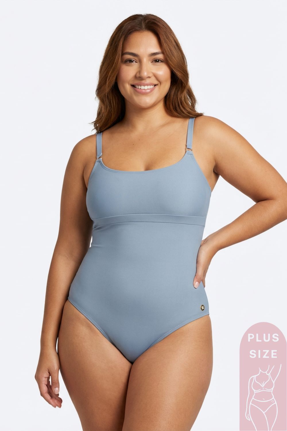 Vestido de baño enterizo Plus Size confeccionado en microfibra satinada