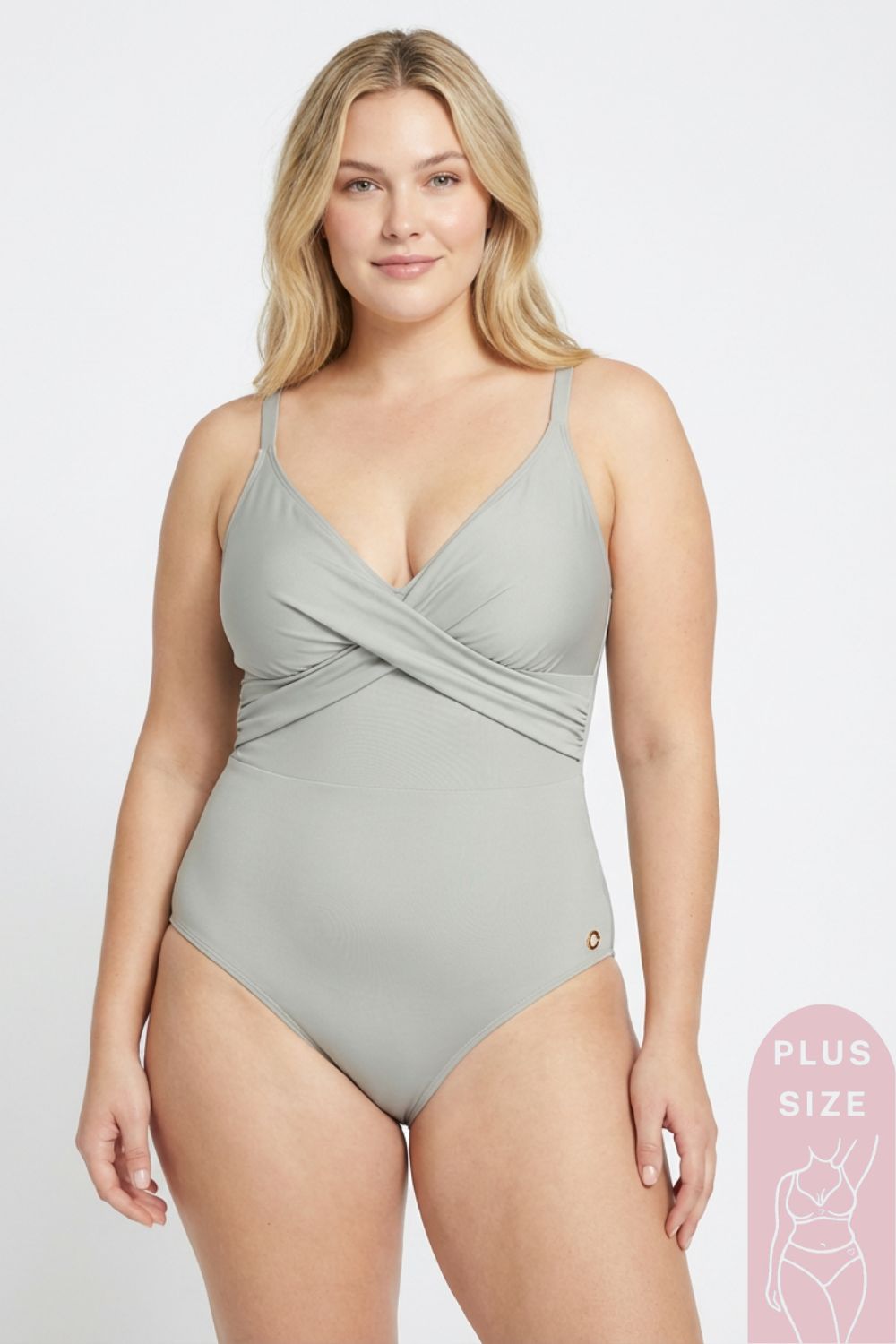 Vestido de baño enterizo Plus Size en microfibra satinada