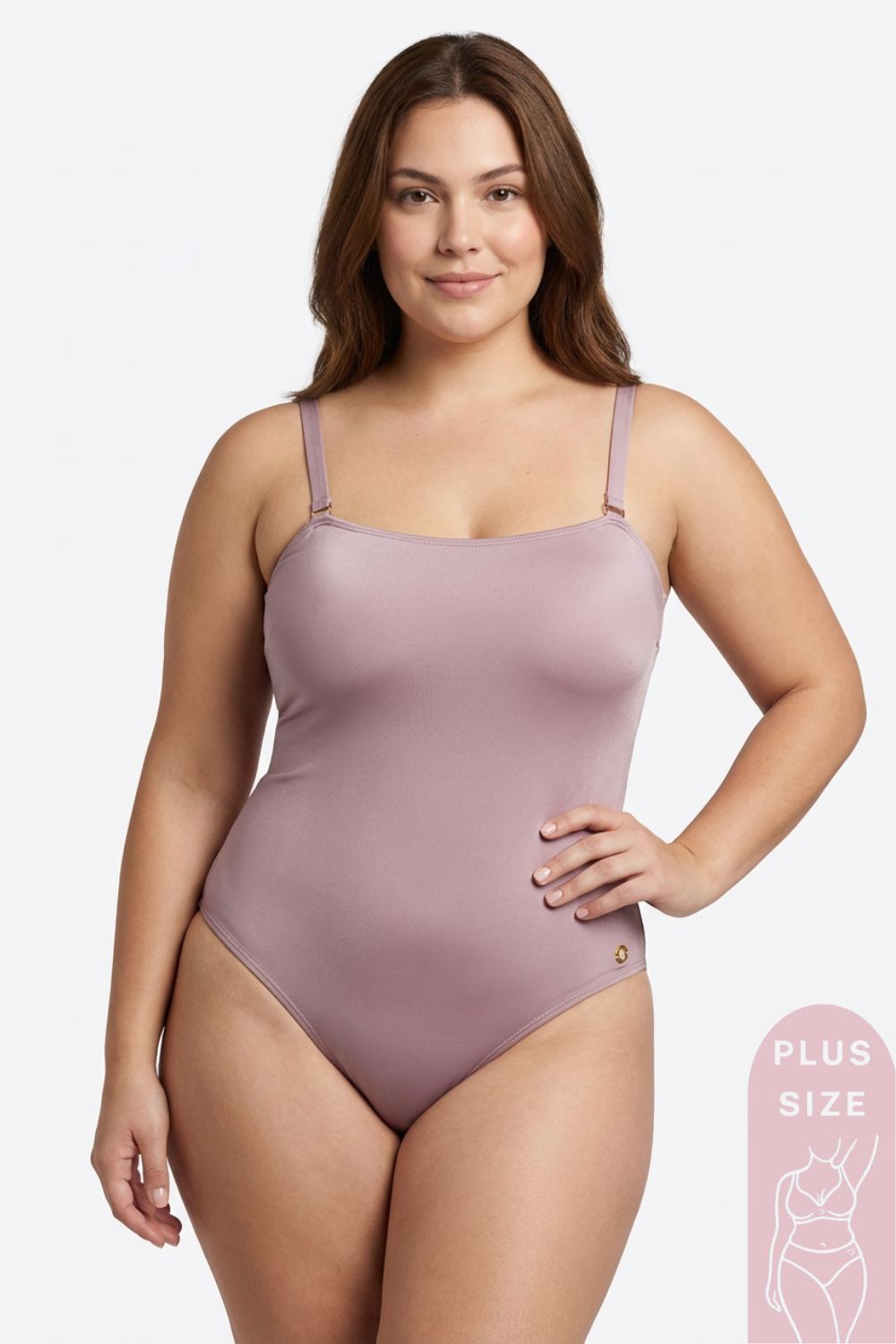 Vestido de baño estilo enterizo Plus Size en microfibra satinada