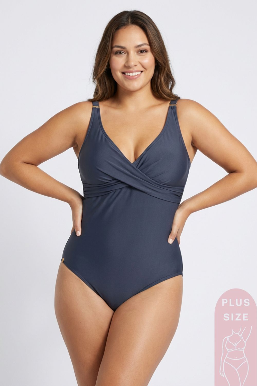 Vestido de baño enterizo Plus Size en microfibra