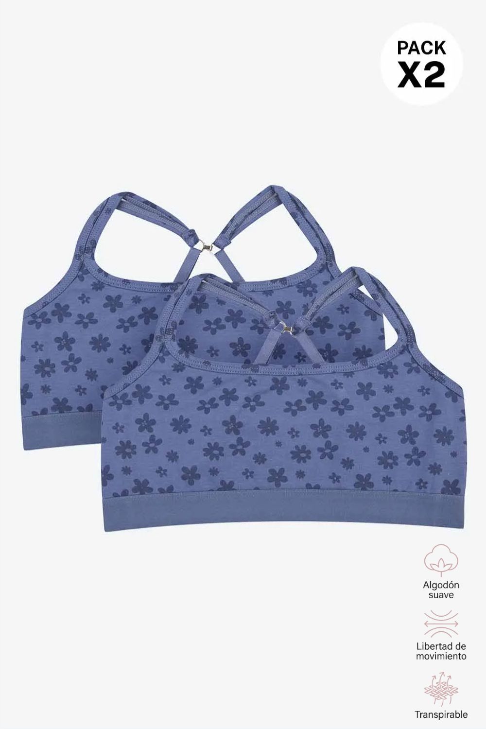 Top con tirantes delgados para niña en algodón paquete x2